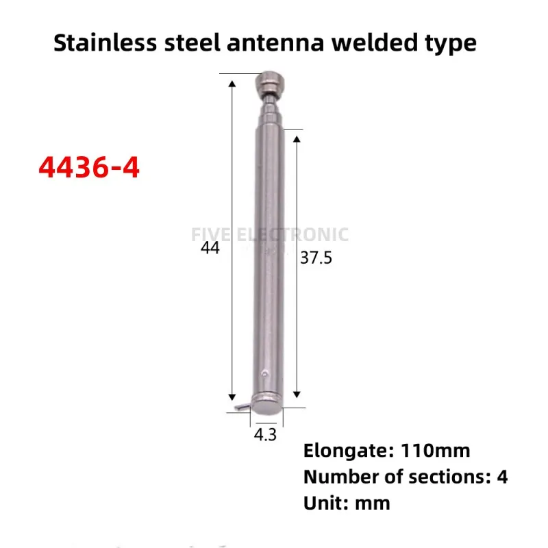 Remote Control Alarm Antenna 4 Sections 5 Sections Shrink Rod Stainless Steel Antenna Welding Plate Toy Signal Reception