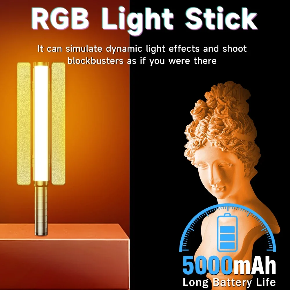 Sutefoto tw20 portátil rgb colorido vara luz portátil led varinha de luz cri 95 + 2800k-10000k fotografia estúdio lâmpada luz de vídeo