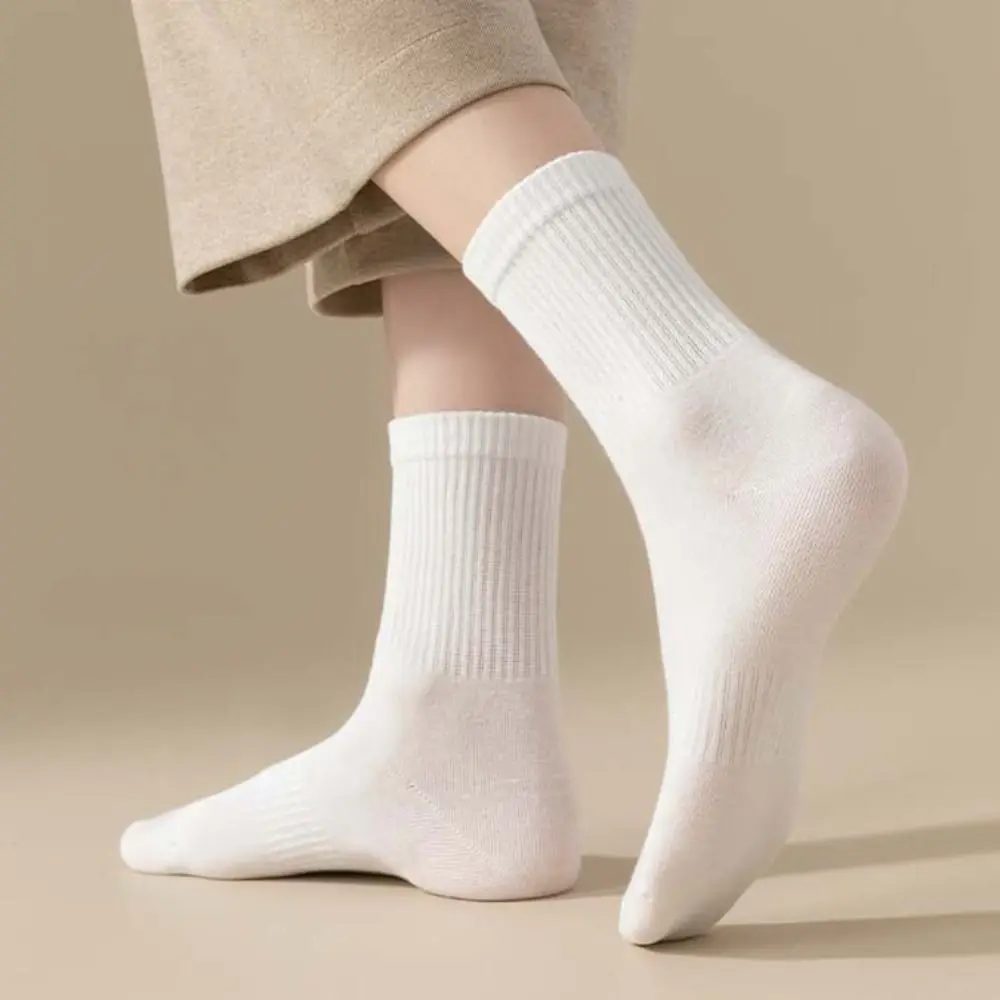 

6 пар прочных простых хлопковых носков, износостойкие мягкие носки среднего размера, удобные высокоэластичные спортивные носки, уличная одежда