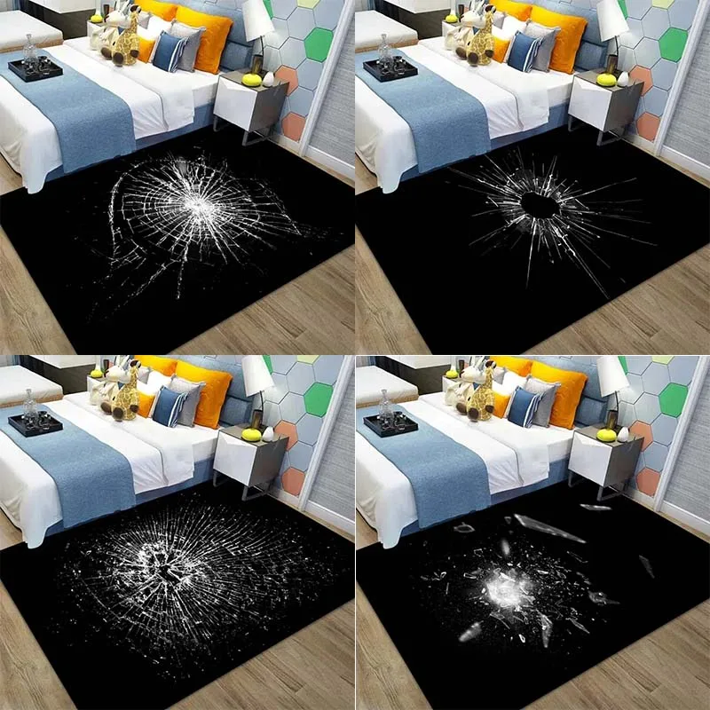 Illusion Glass Broken Print Floor Mats Door Front Decoration Home Living Room Floor Mats