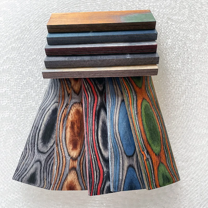 2pieces Technology Laminated Color Wood for Knife Handle Making Material DIY Handicraft Making Shank Grips Material 120x40x10mm
