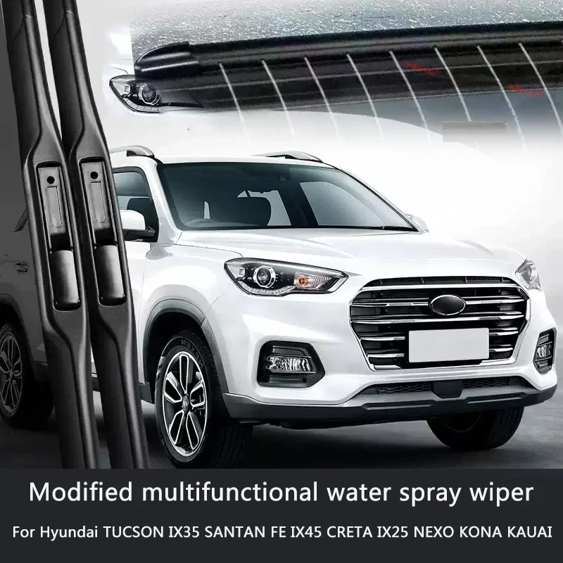 Car Modify Wet Arm Cleaning Wiper For Hyundai TUCSON IX35 SANTAN FE IX45 CRETA IX25 NEXO KONA KAUAI Windshield Water Spray Wiper