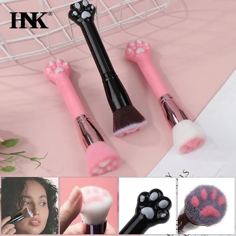 1Pc Cute Cat Claw Paw Women Makeup Soft Fibre Wooden Brush Loose Powder Blush Contour Face Make Up Foundation Repair Brush Tool