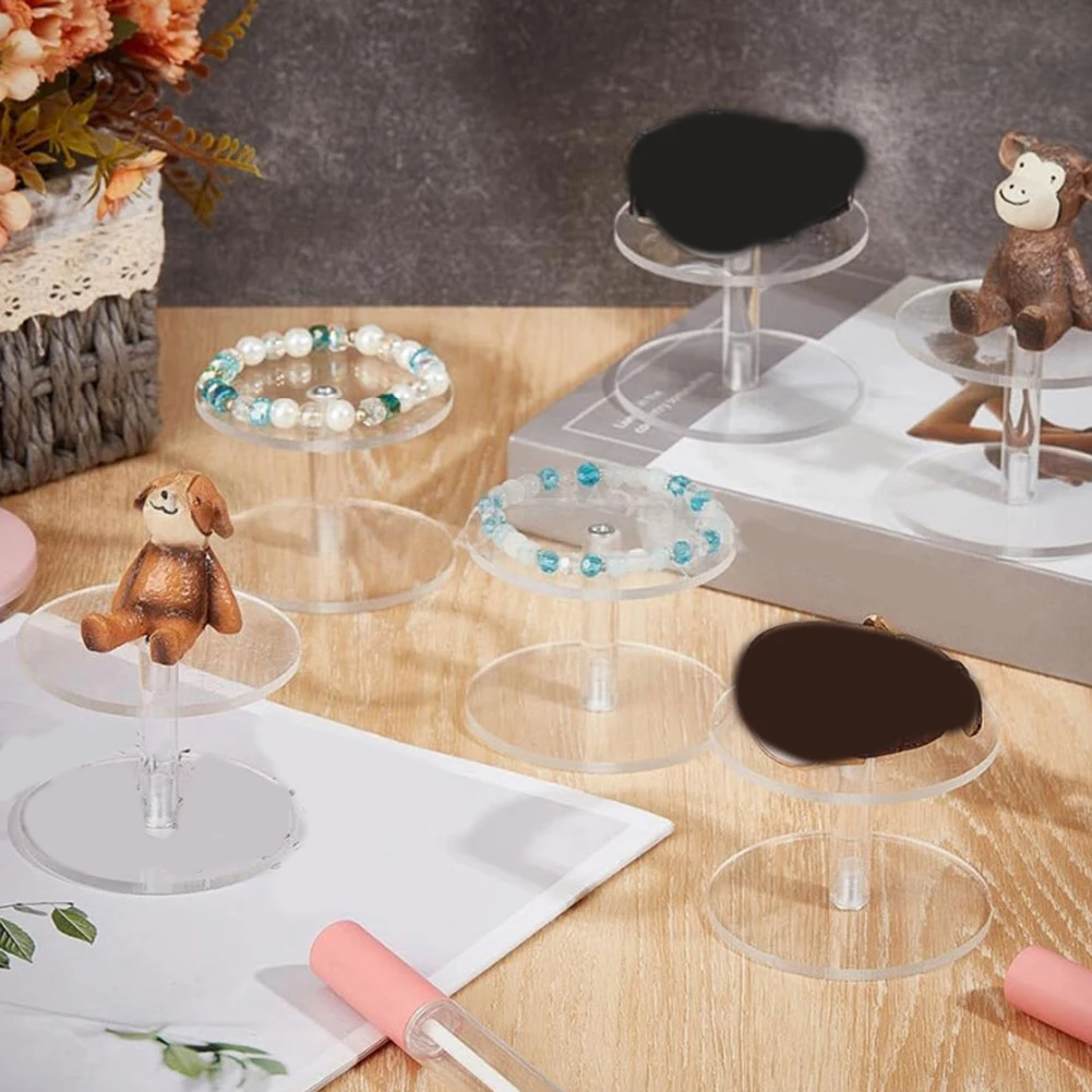 3Pcs Round Acrylic Display Stands Set Jewelry And Watches Risers Clear Display Riser Stands Perfume Doll Home Décor Organizer