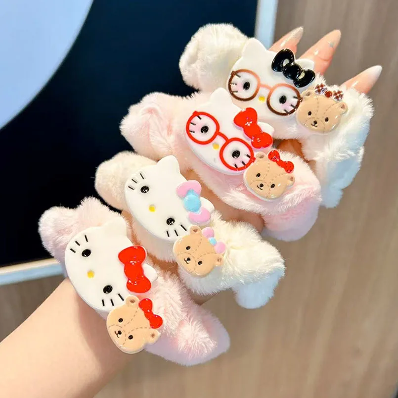 

5/6pcs Kawaii for Hellokitty Hair Accessories Plush Hair Bands Anime Hair Rope High Elastic Headband for Girls Gifts for Kids