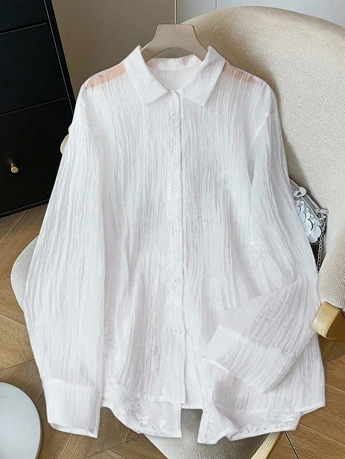 

Elegant Lace Patchwork Bowknot Long Sleeve Blouse For Women
