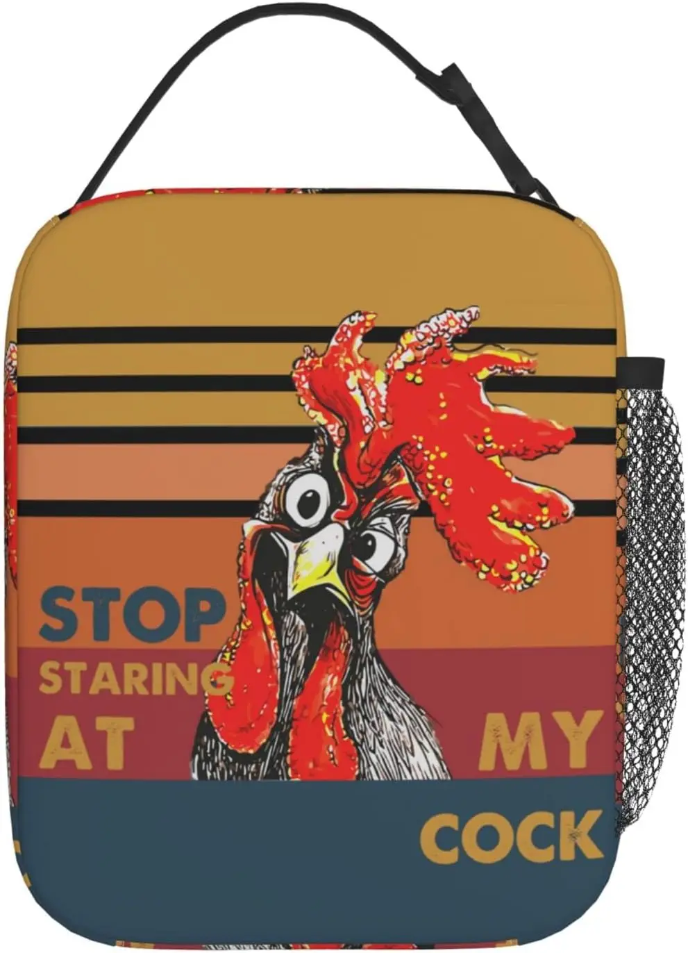 Funny Rooster Insulated Lunch Bag for Men Women High-Density Oxford Cloth Waterproof Bento Bags Portable Thermal Lunch Box