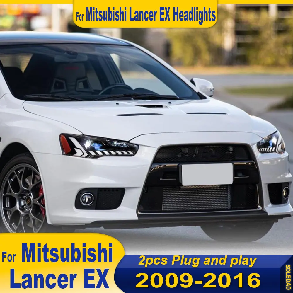 Car Headlight For Mitsubishi Lancer-EX EVO 2009 2010 2011 2012-2016 style full LED head light DRL Head Lamp Front light Assembly