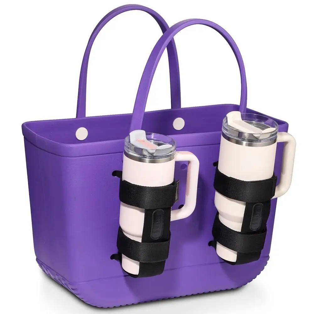 Rubber Beach Bag Drink Holder for Bogg Bag DIY Nylon Cup Holder Portable Handbag Storage Bag for  for Bogg Bag/Beach Bag