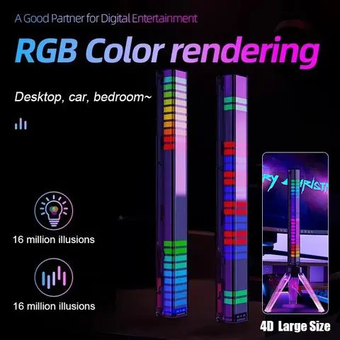 4D/3D RGB 사운드 픽업 램프 LED 분위기 조명 음악 동기화 파티 Esports 게임 룸 자동차 장식을위한 Muticolor 빛