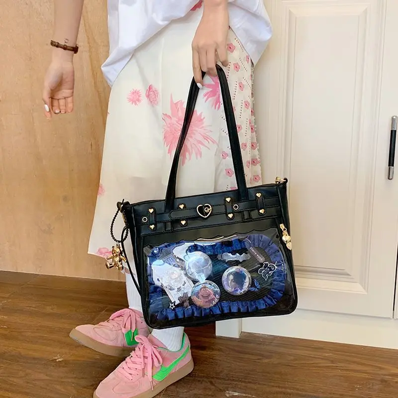 

New Original Y2K Ita Bag Subculture Punk Goth Pu Large Capacity Crossbody Bag J Girls JK Uniform Shoulder Bag