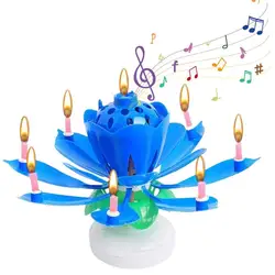 Lotus Candle Rotating Lotus Birthday Candle Cake Cupcake Candle LED Festive Electric Flower Candle Singing Candle-Powered