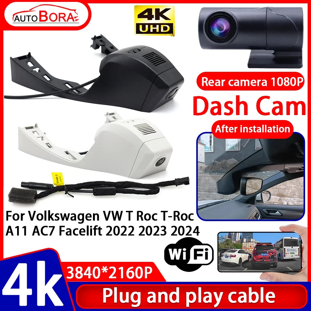 

Video Recorder Night Visio 4K UHD Plug and Play Car DVR Dash Cam for Volkswagen VW T Roc T-Roc A11 AC7 Facelift 2022 2023 2024