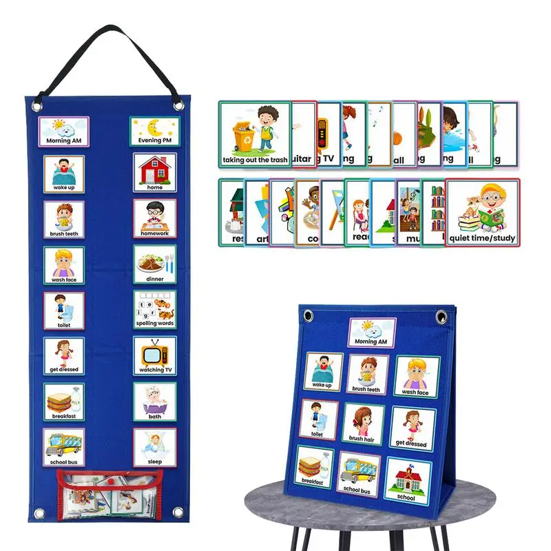 Children Daily Routine 70 Cards Visual Daily Schedule Chart For Kids With Autism Pocket Chart Learning Educational Toy