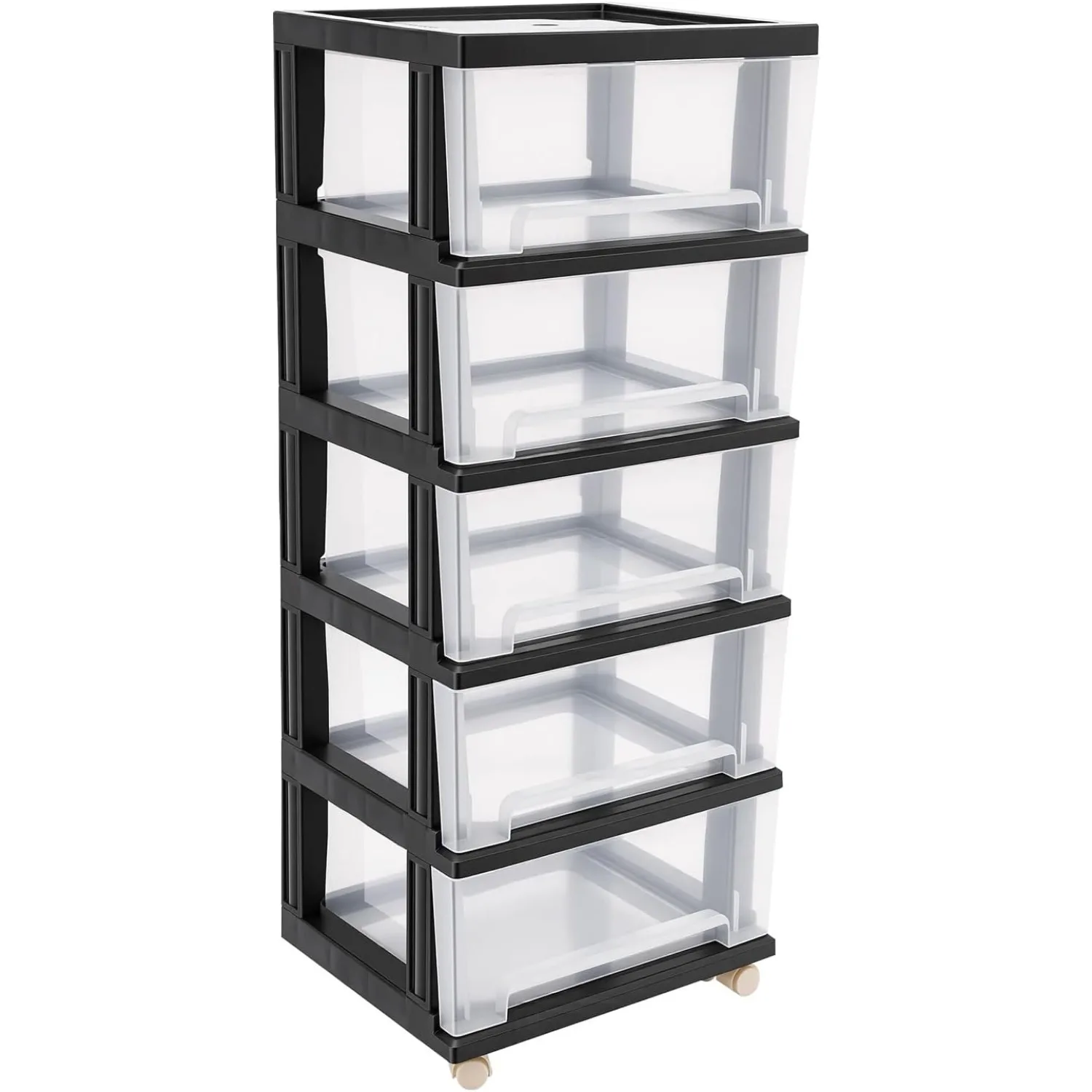 Boîte à tiroirs à 5 niveaux en plastique, meuble de rangement à roulettes, organisateur de rangement, conteneur à roulettes, tiroirs pour documents A4, bureau, salle de bain, salon