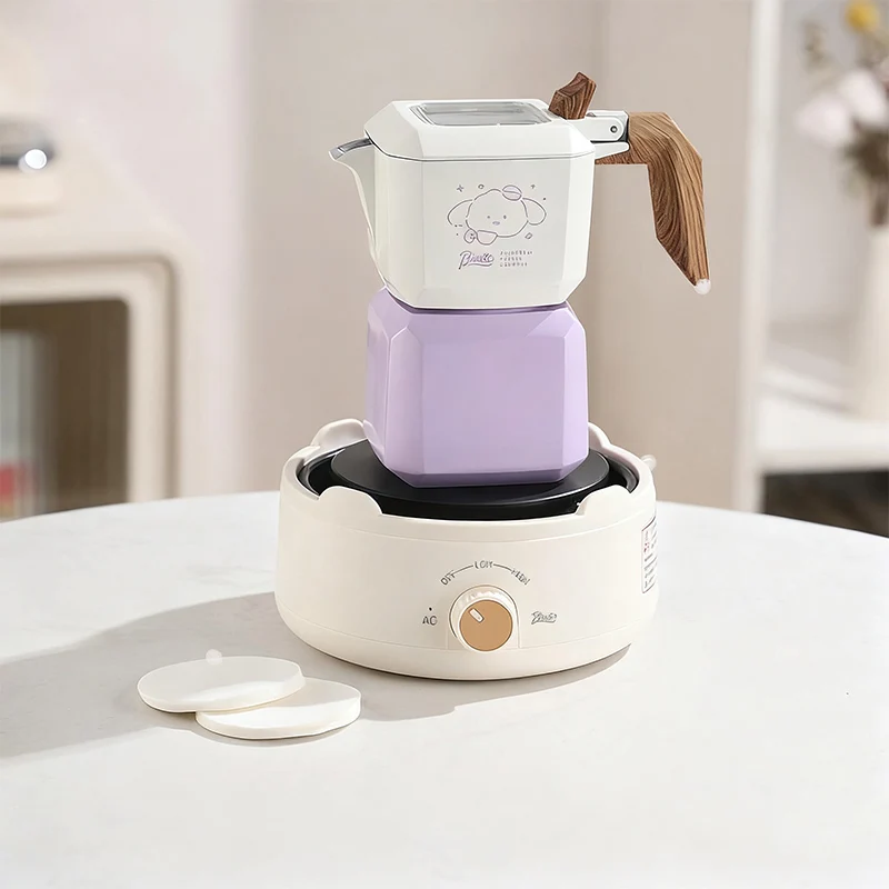 

Bincoo Фиолетовая мока-горшок с двойным клапаном и набором электрической плиты — бариста, рекомендуется для богатого вкуса кофе эспрессо