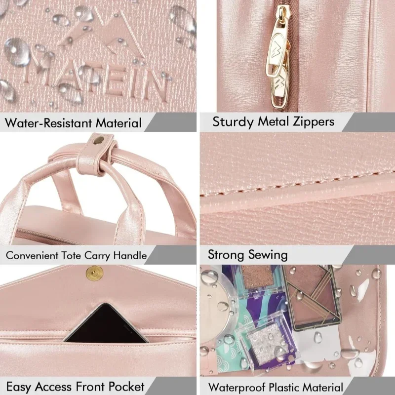 Waterproof Toiletries Bag Handheld Portable Cosmetic Bag Travel Toiletries Organiser with Metal Snap Handle Compartment Storage