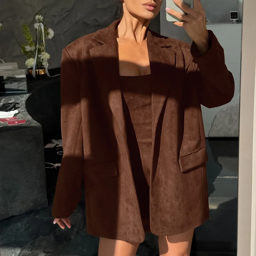 เสื้อสูทลำลองสไตล์อังกฤษสำหรับผู้หญิง ทรงหลวม สวมใส่สบาย สไตล์วินเทจ เหมาะสำหรับใส่ไปทำงานในฤดูใบไม้ร่วงและฤดูหนาว