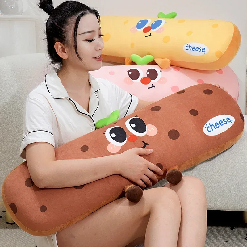 Colorful Sweet Butter Chocolate Cheese Pineapple Bun Long Throw Pillow Soft Cheese Napping Sleeping Pillow Decorative Cushion