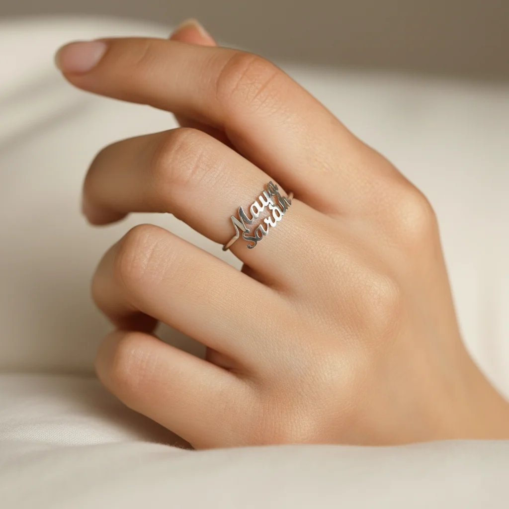 

Customized 2 Names Ring for Women Personalized 18K Gold Plated Stainless Steel Open Adjustable Ring 1.5mm Width Finger Jewelry