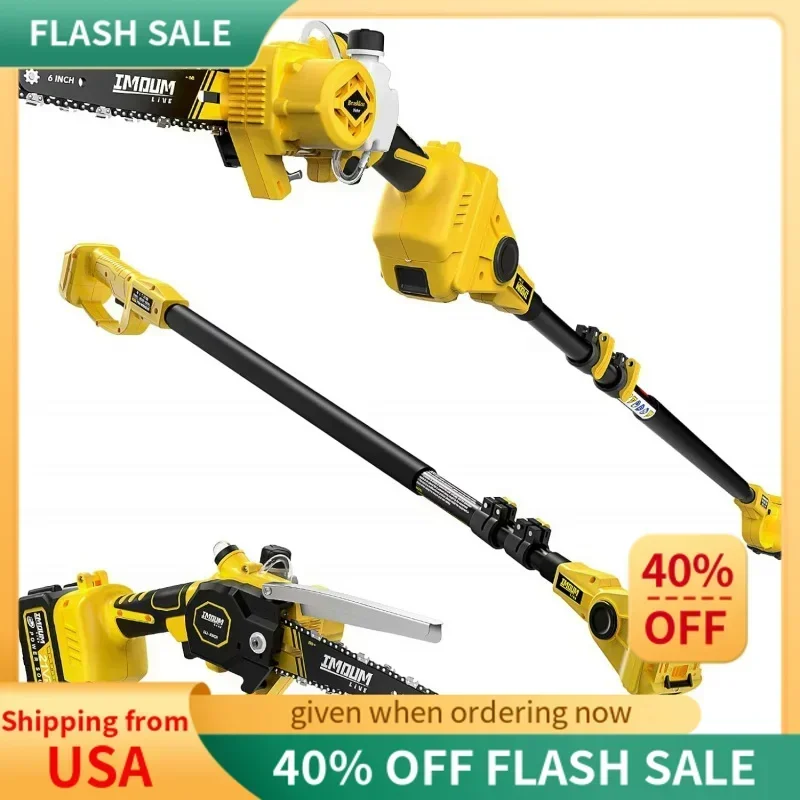 

QW2-IN-1 Cordless Pole Saw &IMOUMLIVE Brushless Chainsaw,21V 3.0Ah Li-ion Battery,6" Cutting 15-Foot MAX Reach Pole Saw