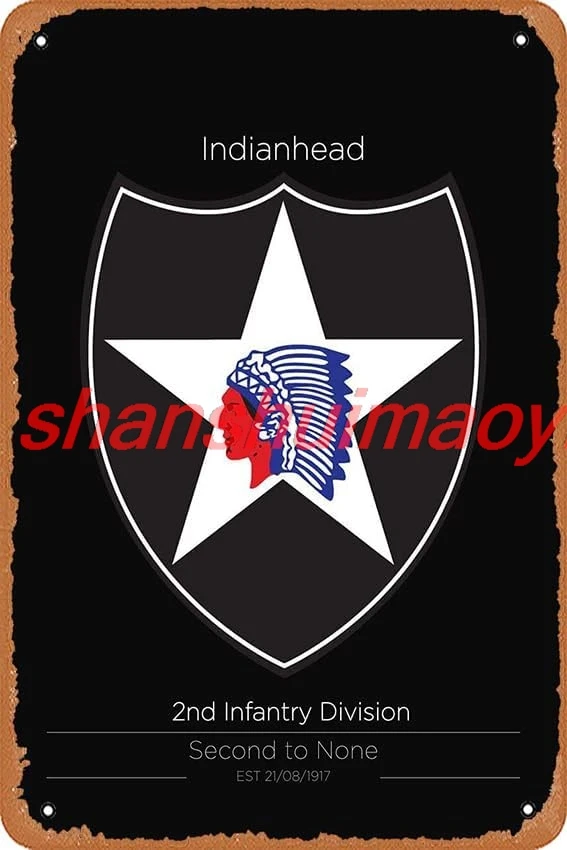 shan 2nd Infantry Division Us Military Units Retro Vintage Decorative Metal Tin Sign 8x12 Inch. 1pc