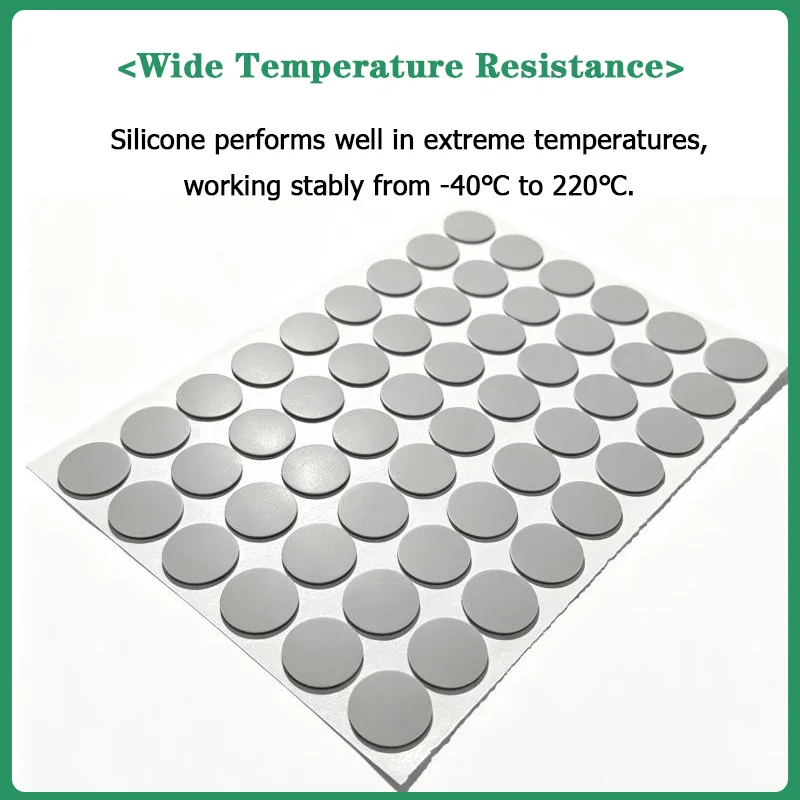 KAICO Dia 5mm-30mm Self-Adhesive Gray Solid Silicone Gasket Seals - Round Non-Slip Pads, Single Sided Adhesive Flat Washer