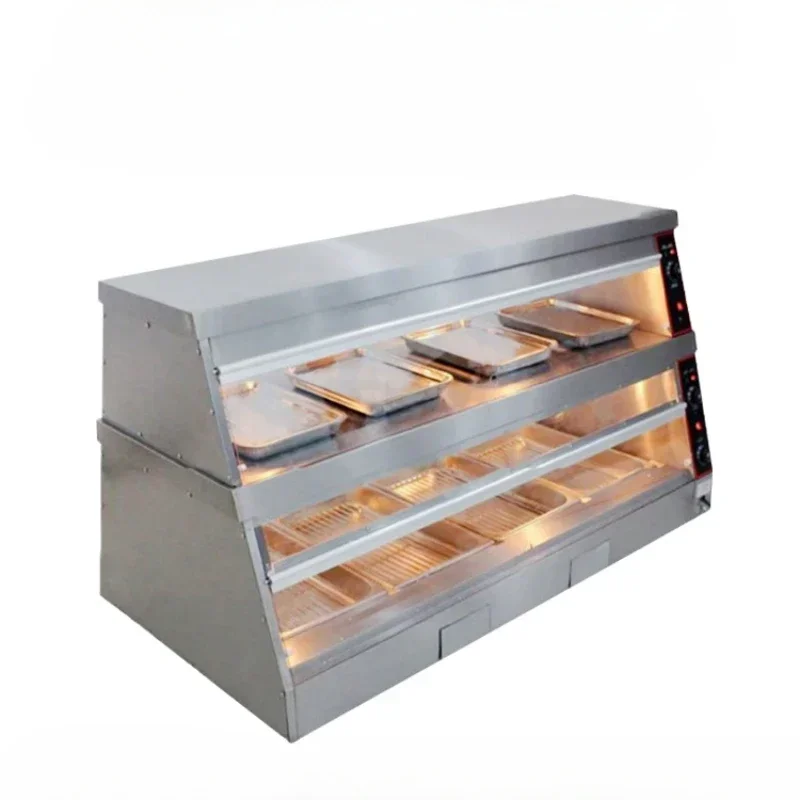 hamburger insulation display cabinet, commercial stainless steel 1.5-meter heated constant temperature cooked food