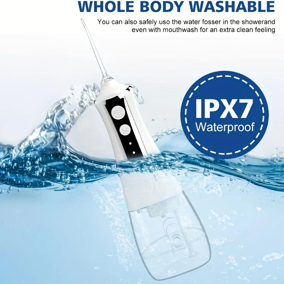 Irrigator, kabelloser Interdentalreiniger, Wasserflosser für Zähne, Zahnfleisch, Zahnpflege, 3 Modi, 5 Ersatzdüsen, USB wiederaufladbar