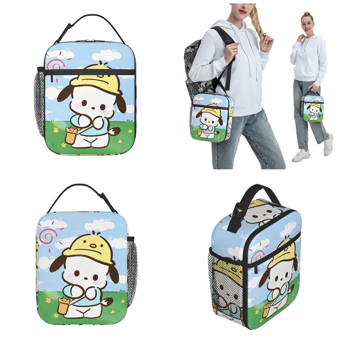 Pochacoo Merch Insulated Lunch Tote Bag For Outdoor Food Storage Bag Reusable Thermal Cooler Bento Box