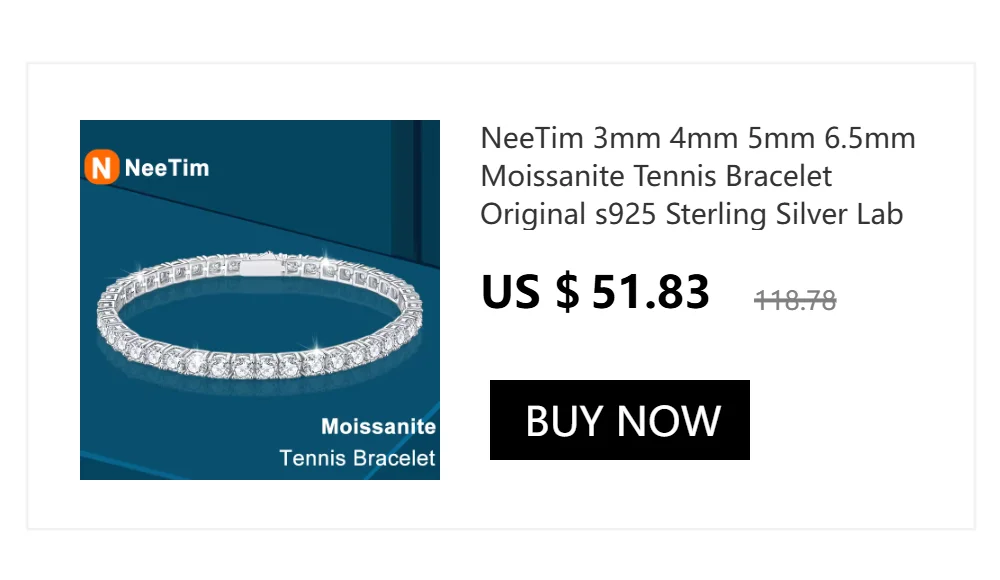 NeeTim D Color Moissanite Ring 925 Sterling Silver with White Gold Plated Sparkling Rings for Women Wedding Band Jewelry Gifts