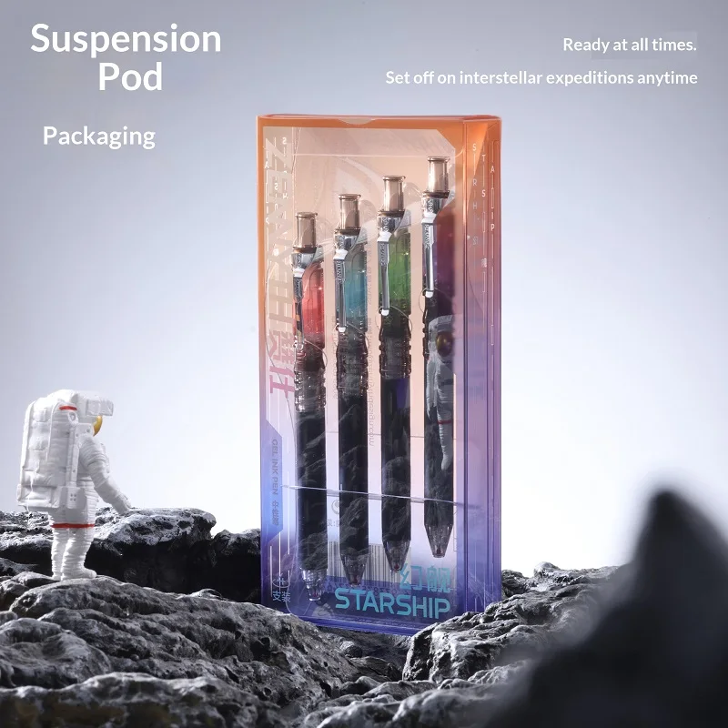 

Zennyth 4pcs/Set Phantom Ship Gel Pen 0.5 Quick Drying Trendy Cool High Appearance Anti Slip Grip Black Ink CS Pen Tip Writing
