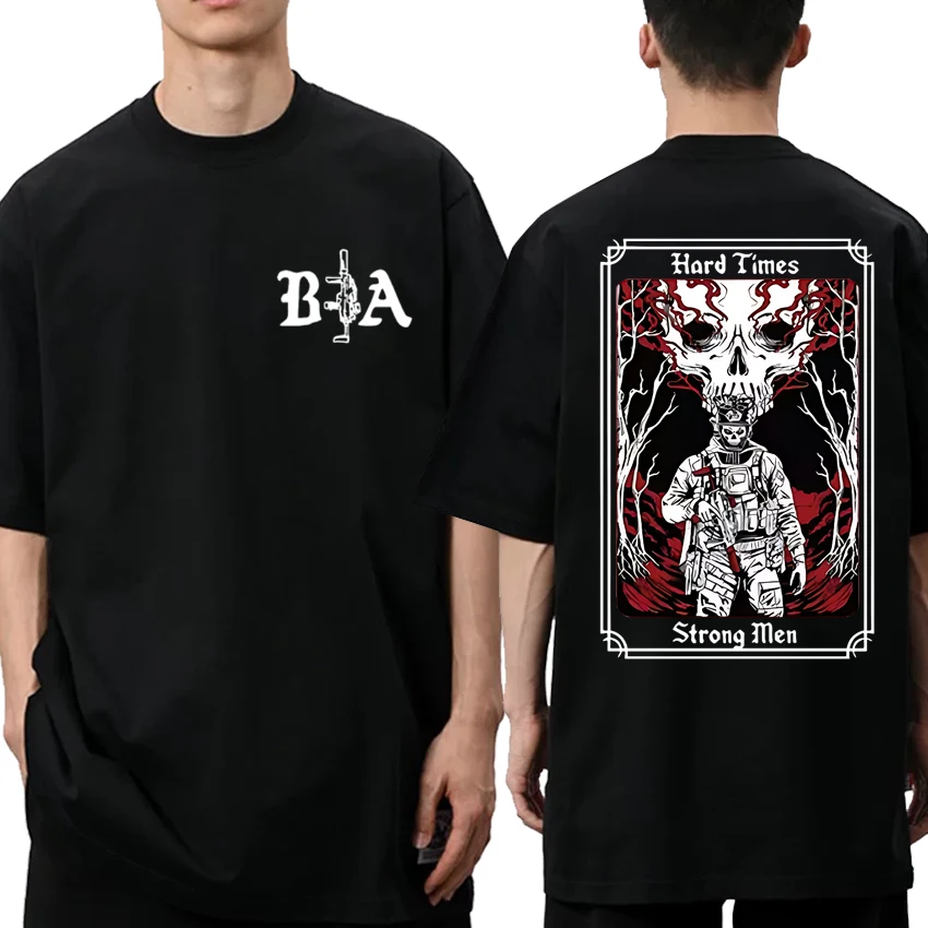 

Hard Times 2025 Brothers In Arms Double Sided printed T shirts Men Women harajuku streetwear Unisex Cotton short sleeve T-shirt