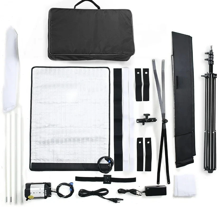 62W 504pcs LEDs CRI93 Rollable LED Video Light Cloth Lamp with Controller + Softbox + Light stand