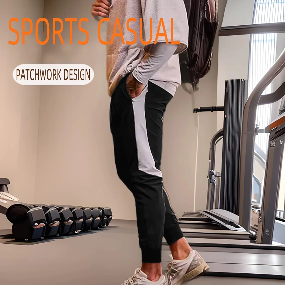 

Men's Sports Pants Spring Autumn Male Loose Fitting Leggings Patchwork Running Training Casual Pants Fashion Outfit Trousers
