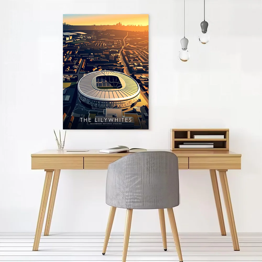 Stadium At Sunset Printed Canvas Wall Art Customizable Paintings Poster Perfect Gift for Gamer Decoration Bathroom Decor Bedroom