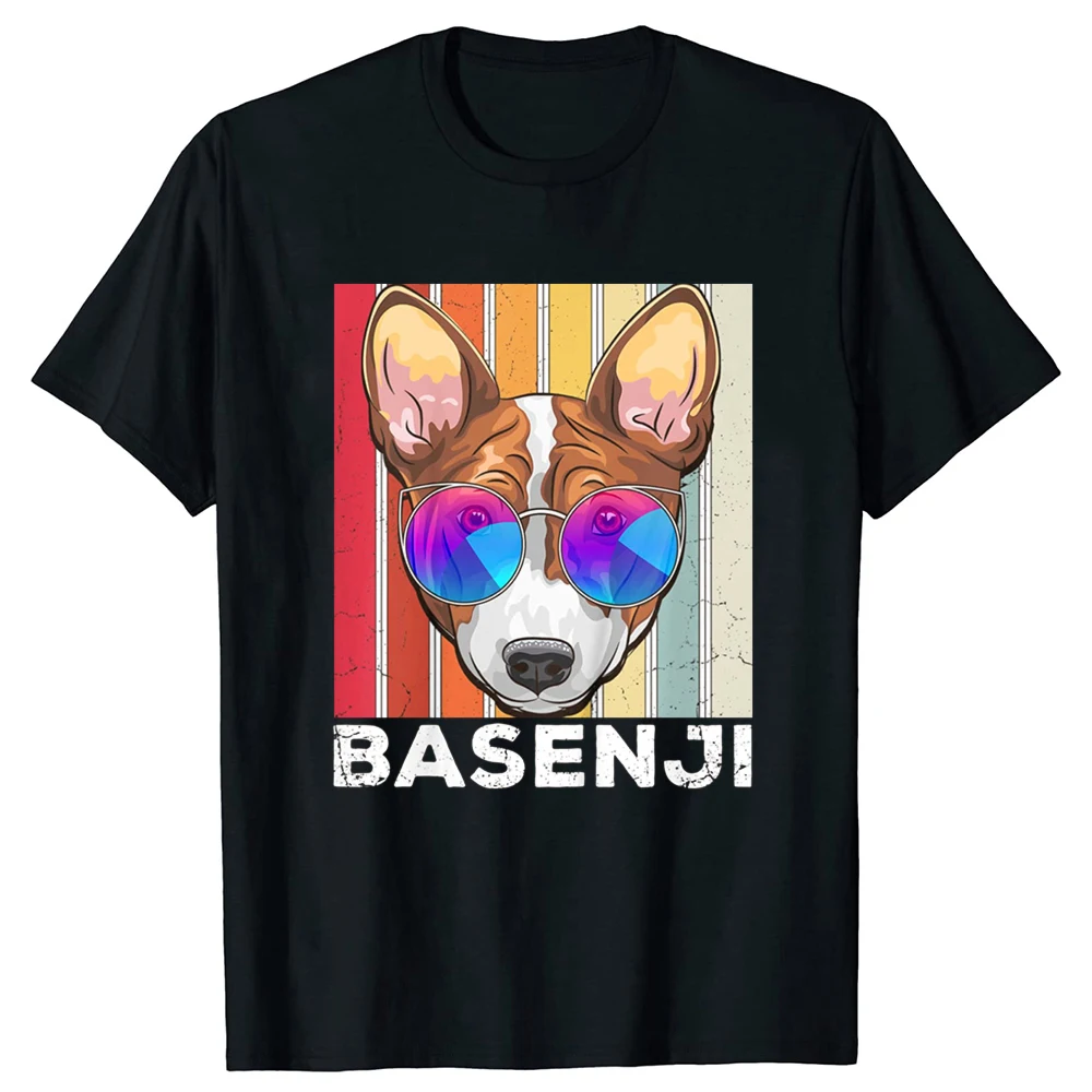 Retro Dog Lover Basenji with Sunglasses T Shirts Graphic Cotton Streetwear Short Sleeve Birthday Gifts Summer Style T-shirt Men