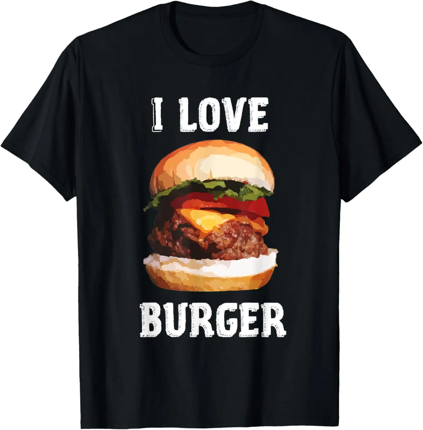 Camiseta divertida con texto en inglés "I love Burger", camiseta de comida rápida para regalo