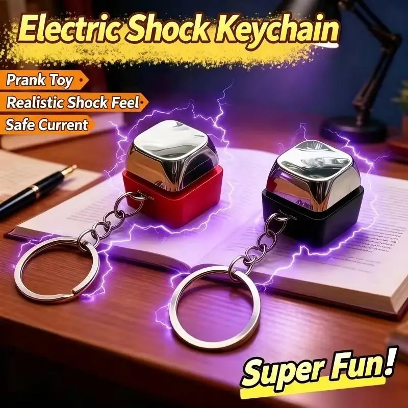 Electric Shock Prank Button Toy That Plays Tricks On People By Pressing Buttons Keychain Pendant Stress Relief Toy