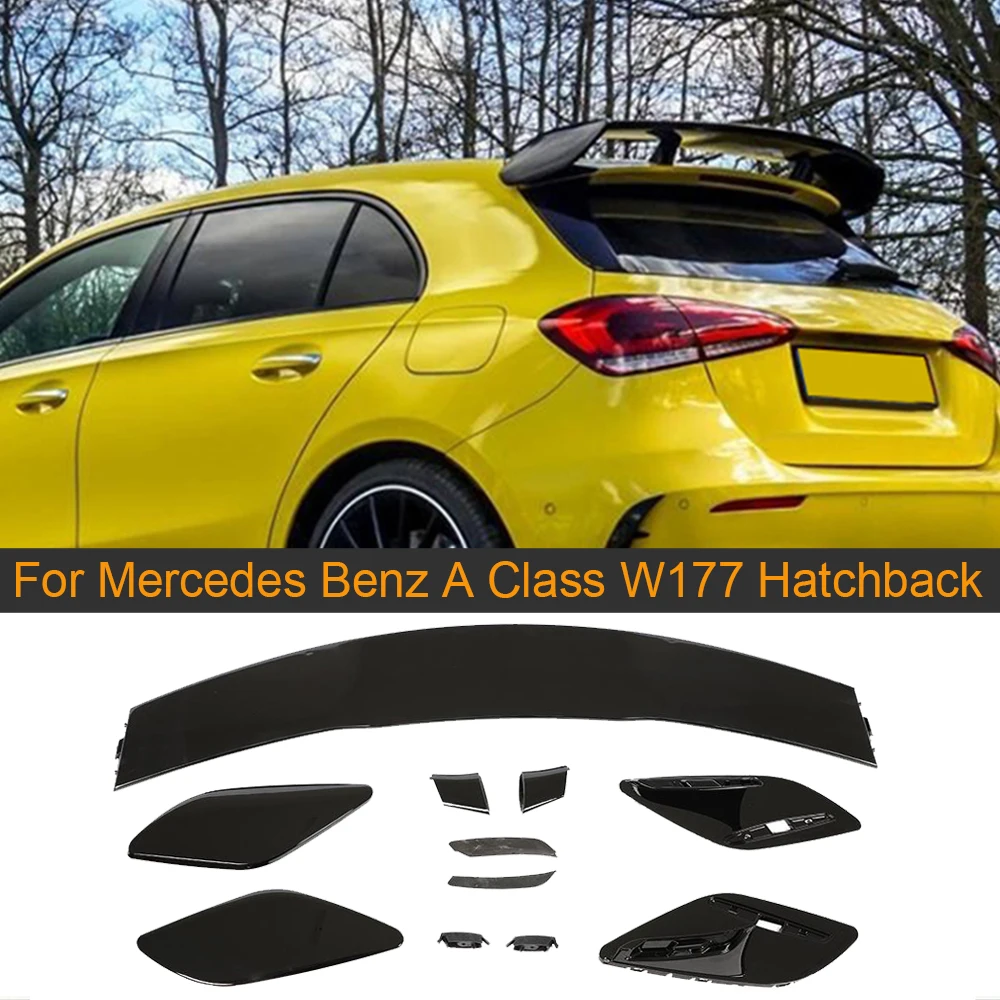 Gloss Black Rear Spoiler For Mercedes-Benz A Class W177 Hatchback 2019 2020 Rear Roof Spoiler Boot Lip Wing ABS Not For AMG