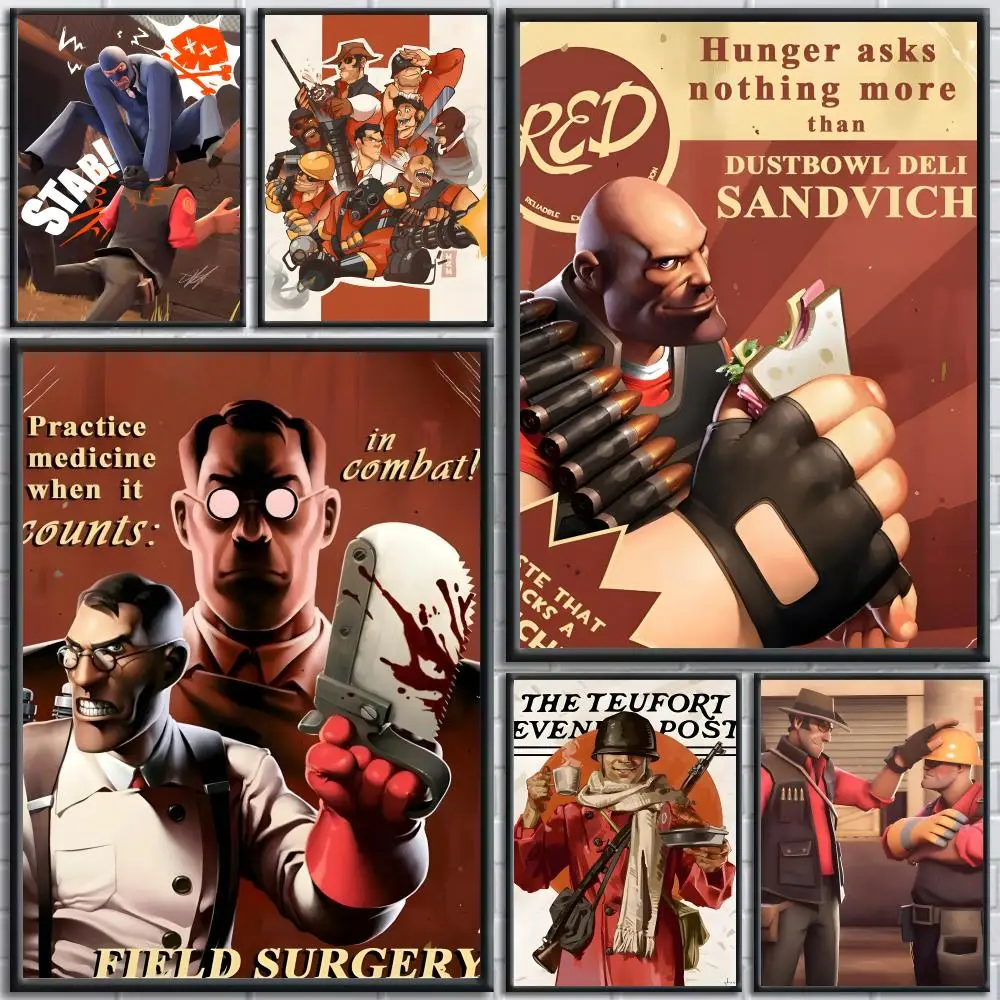 Popular Game T-Team Fortress 2 Poster Trendy And Easy-to-Apply Wall Art Stickers For Home Decor And Dorm Room Walls