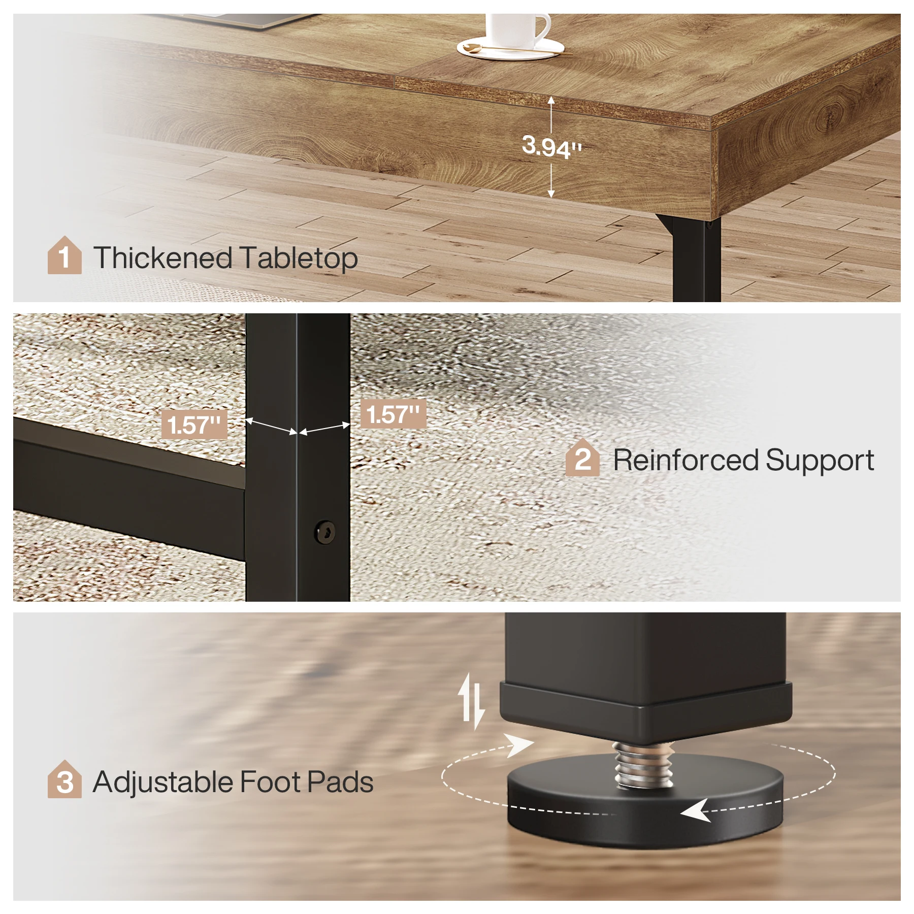 مكتب تنفيذي Tribesigns مقاس 55 بوصة للمكتب المنزلي، مكتب كمبيوتر محمول صناعي بسيط بأرجل معدنية قوية، كتابة للدراسة #6