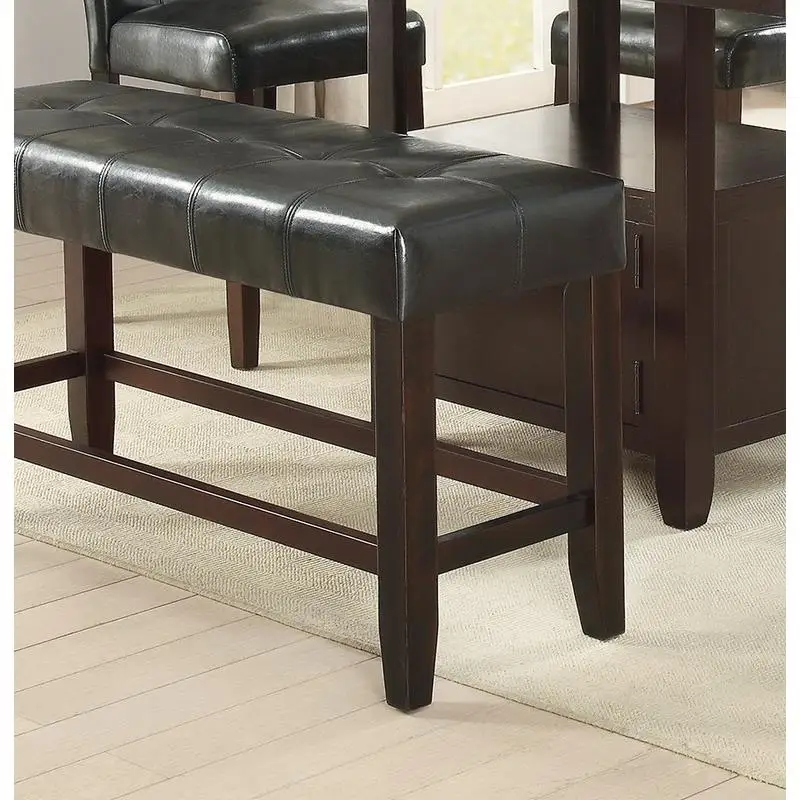 طقم طعام مكون من 6 قطع مع مساحة تخزين، سطح طاولة رخامية صناعية، 4 كراسي عالية مع مقاعد معنقدة من الجلد الصناعي الأسود، مقعد واحد