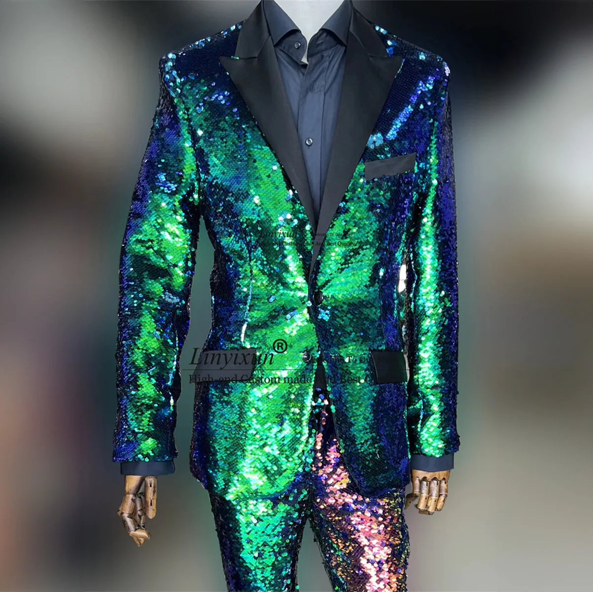 Shiny Sequins Wedding Suits For Men Slim Groom Tuxedos 2 Pieces Sets Prom Party Blazers Groomsmen Trajes Elegante Para Hombres