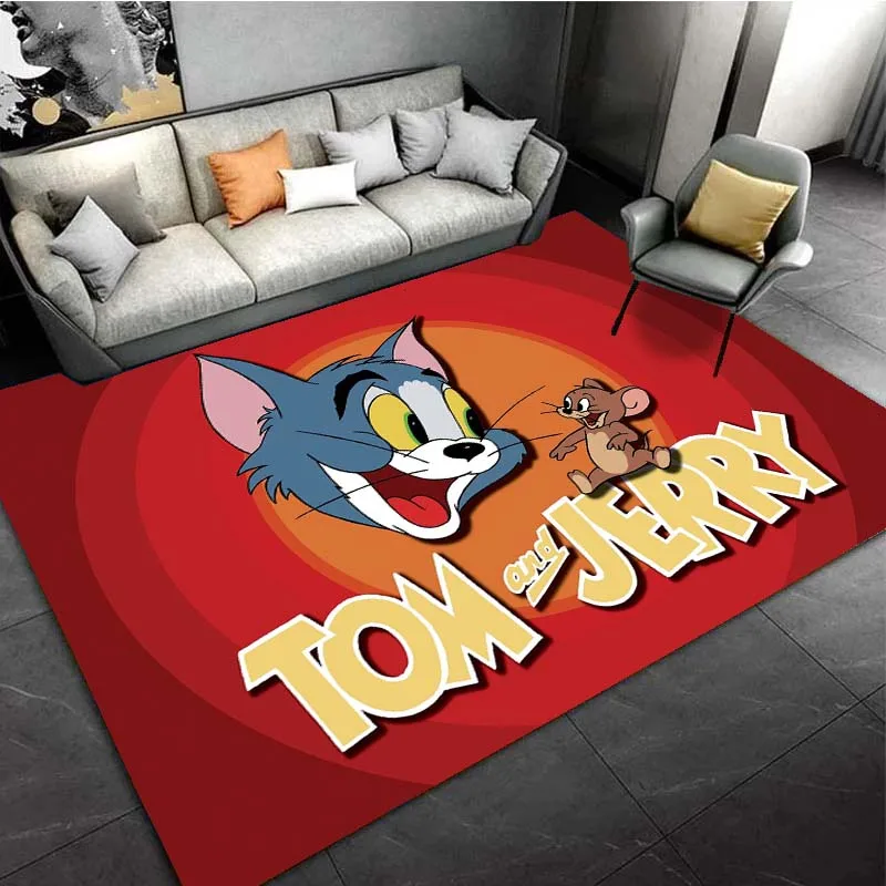 T-Tom and J-Jerry Cat Mouse Comedy Cartoon Area Rugs for Living Room Bedroom Decoration Children Play Room Mat Anti-slip Carpets