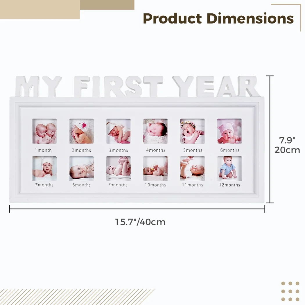 1Pc White Newborn Baby Picture Frame My First Year Newborn Keepsake Frame 12 Months Baby Shower Gift Photo Frame For Memories