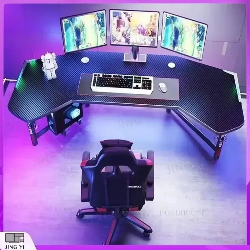 Professional Gaming Desk Ergonomic Computer Desk for Office Home E-sports Setup Adjustable Height L-Shaped Desk with Cable