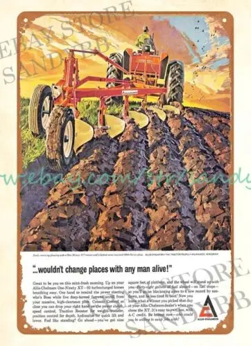 1964 Allis-Chalmers Tractor Plow metal tin sign bedroom wall accessories