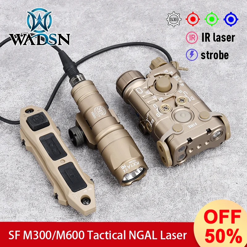 Tactical SF M300A/M600C Flashlight Metal Edition NGAL Red Green Blue Indicator Weapon Scout Flashlight Aiming Tool 20mm Track