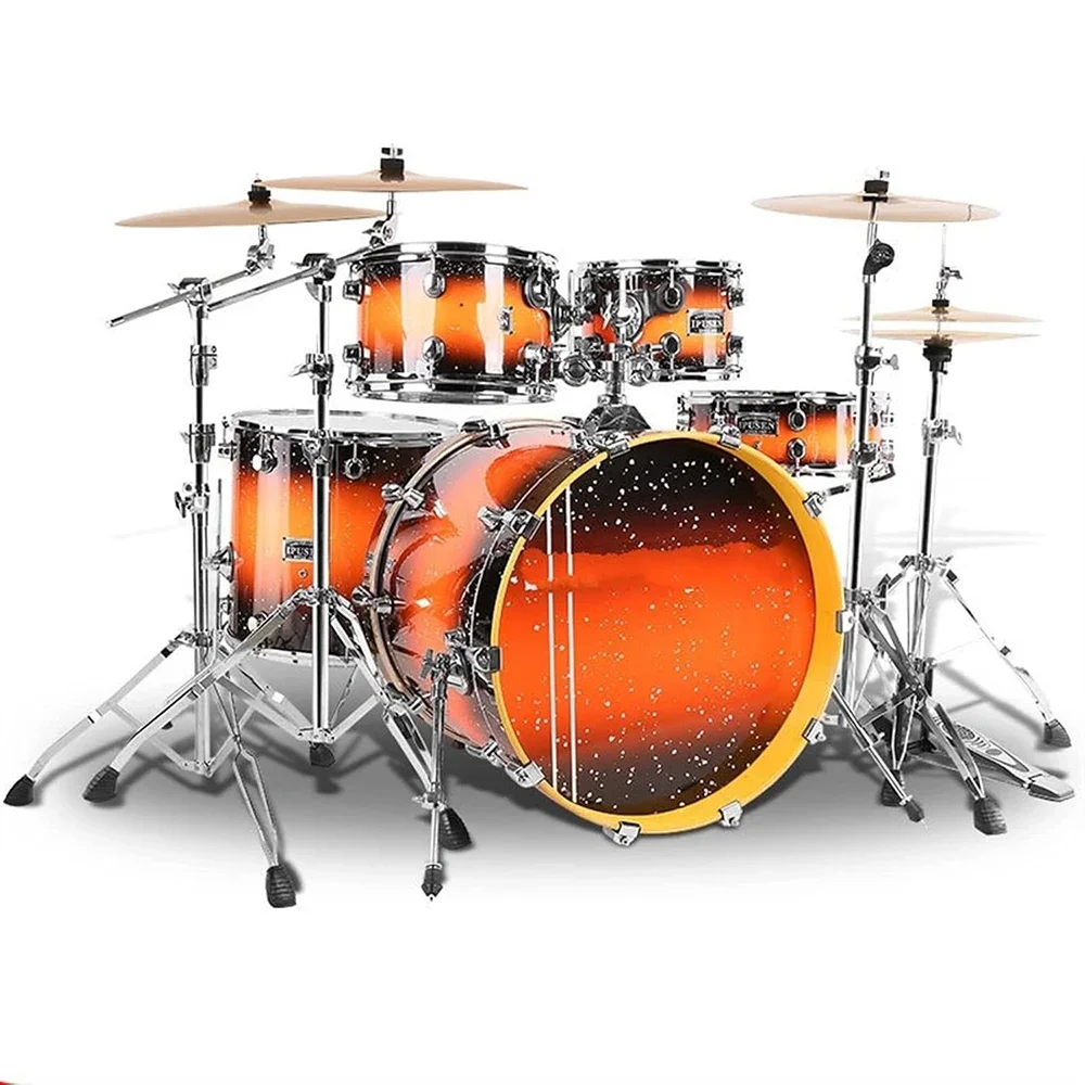 Wholesale Double Layer Bracket Big Pedal Adult Professional Performance of Top 5 Drums 4 Cymbals Jazz Drums Set With Stool